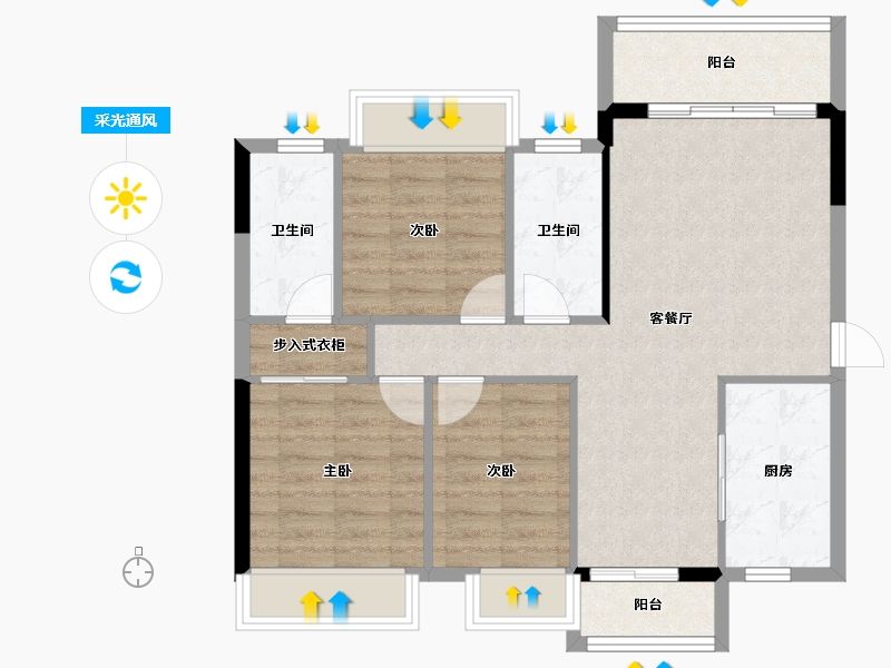 广东省-湛江市-凯悦华府-78.85-户型库-采光通风