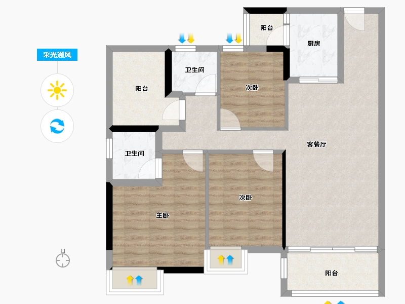 广东省-湛江市-凯悦华府-89.21-户型库-采光通风