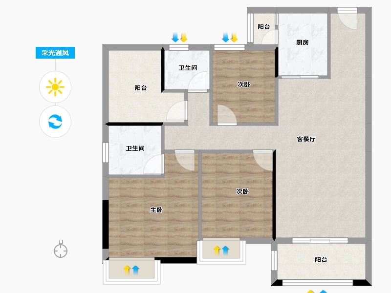 广东省-湛江市-凯悦华府-89.93-户型库-采光通风