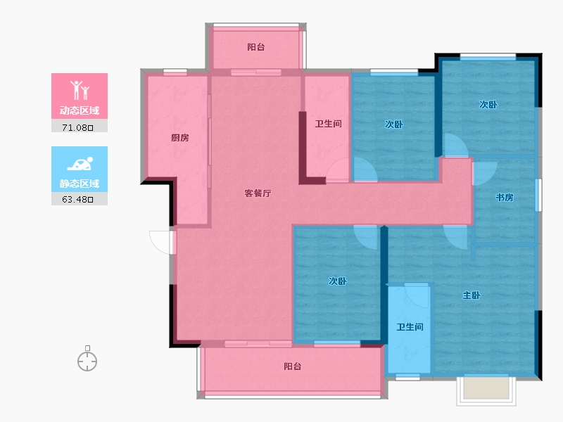 湖北省-黄冈市-长安世纪城-121.37-户型库-动静分区