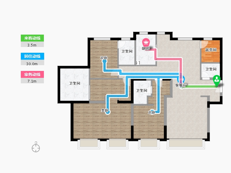 河北省-秦皇岛市-中冶玉带湾-141.70-户型库-动静线