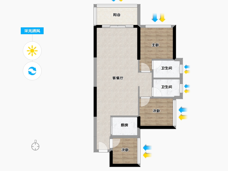 广东省-湛江市-钰海豪庭-72.04-户型库-采光通风