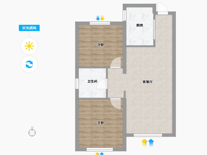 黑龙江省-哈尔滨市-华南城紫荆雅院-60.00-户型库-采光通风