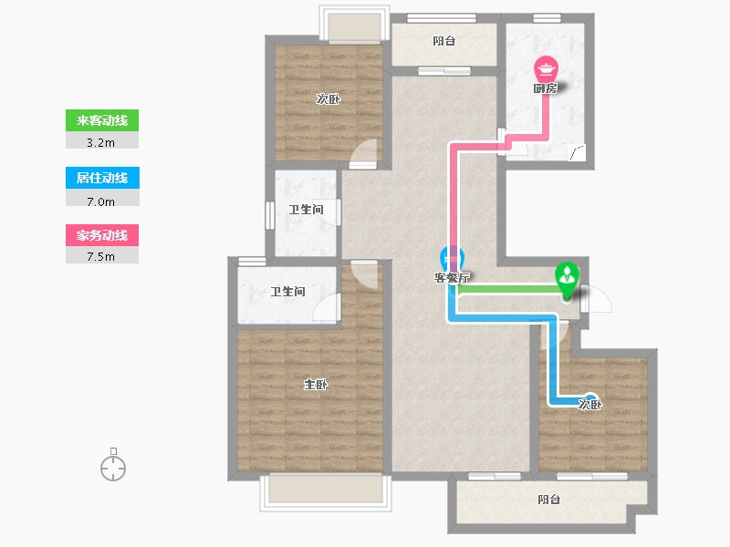 湖北省-黄冈市-方木山居-105.60-户型库-动静线