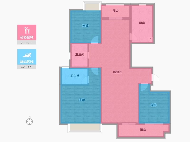 湖北省-黄冈市-方木山居-105.60-户型库-动静分区