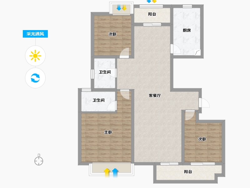 湖北省-黄冈市-方木山居-105.60-户型库-采光通风