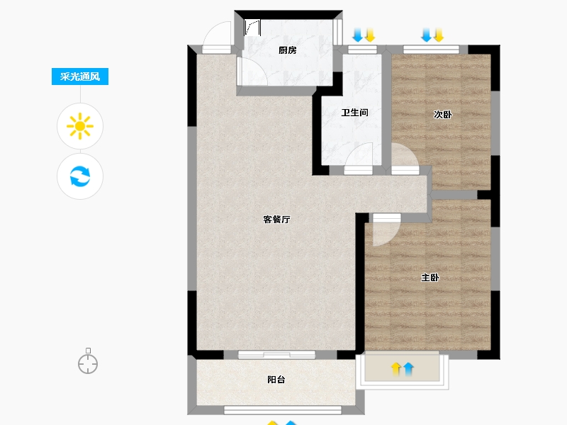 河南省-焦作市-盛业清华园-70.00-户型库-采光通风