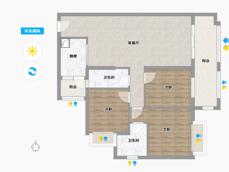 广东省-肇庆市-世纪绿洲-84.30-户型库-采光通风