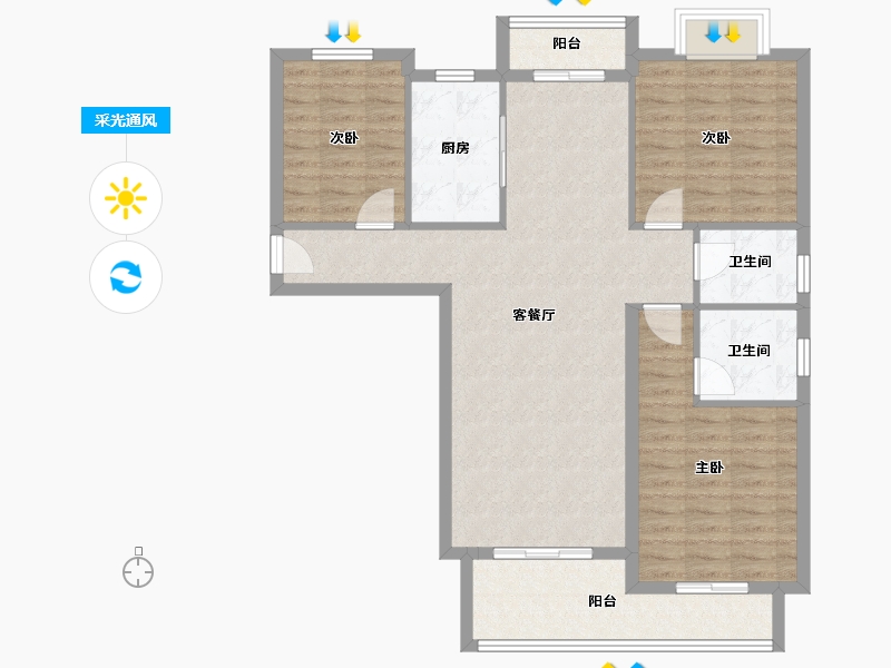 湖北省-黄冈市-滨河·智汇城-99.07-户型库-采光通风