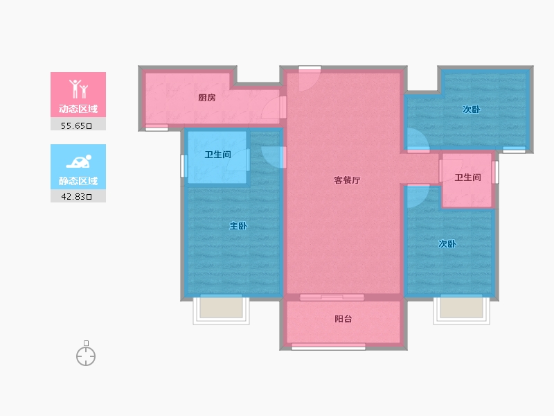 江西省-吉安市-鹭洲学府-87.60-户型库-动静分区