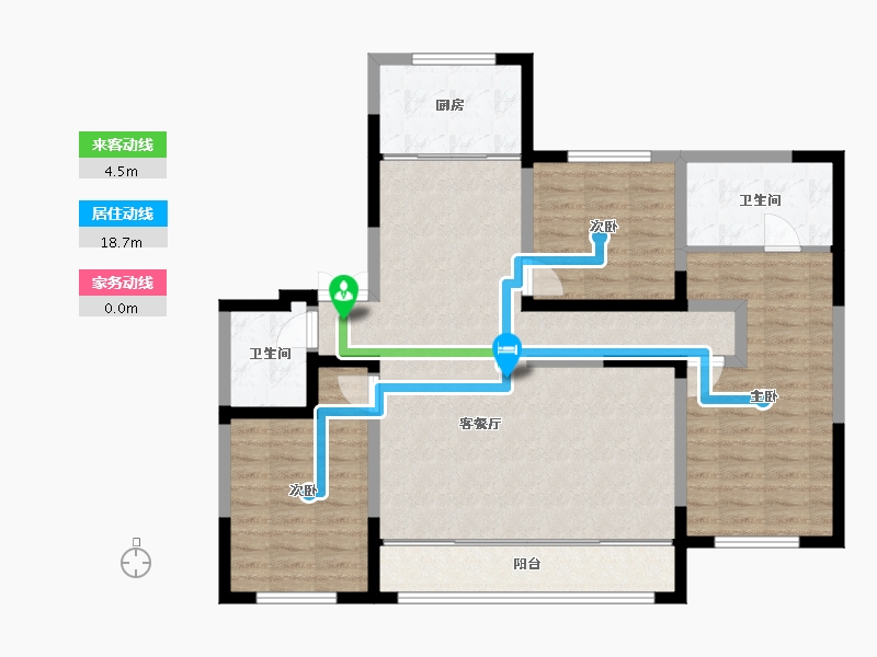 宁夏回族自治区-银川市-正基如意府-105.90-户型库-动静线