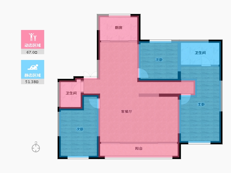 宁夏回族自治区-银川市-正基如意府-105.90-户型库-动静分区