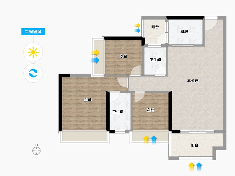 广东省-湛江市-中良时代广场-87.08-户型库-采光通风