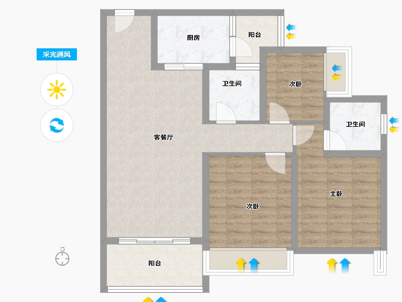 广东省-湛江市-湛江招商国际邮轮城-84.00-户型库-采光通风