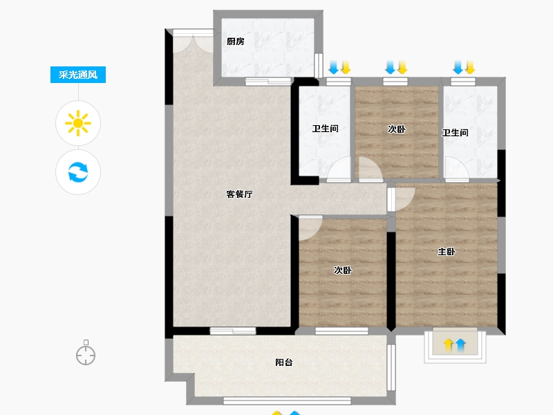 湖北省-宜昌市-建投时代印-87.30-户型库-采光通风