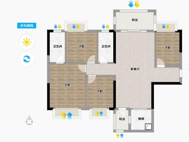 广西壮族自治区-钦州市-光大天骄御景-120.00-户型库-采光通风