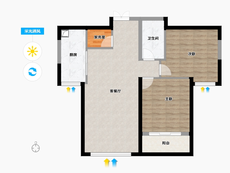 河北省-秦皇岛市-中冶玉带湾-75.90-户型库-采光通风