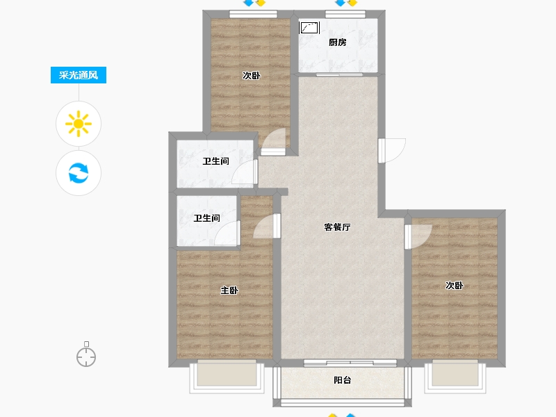 内蒙古自治区-乌兰察布市-文化学府-96.00-户型库-采光通风