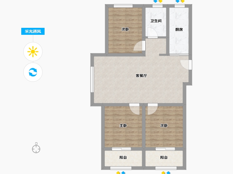 山西省-太原市-红星紫御半山3期-86.70-户型库-采光通风