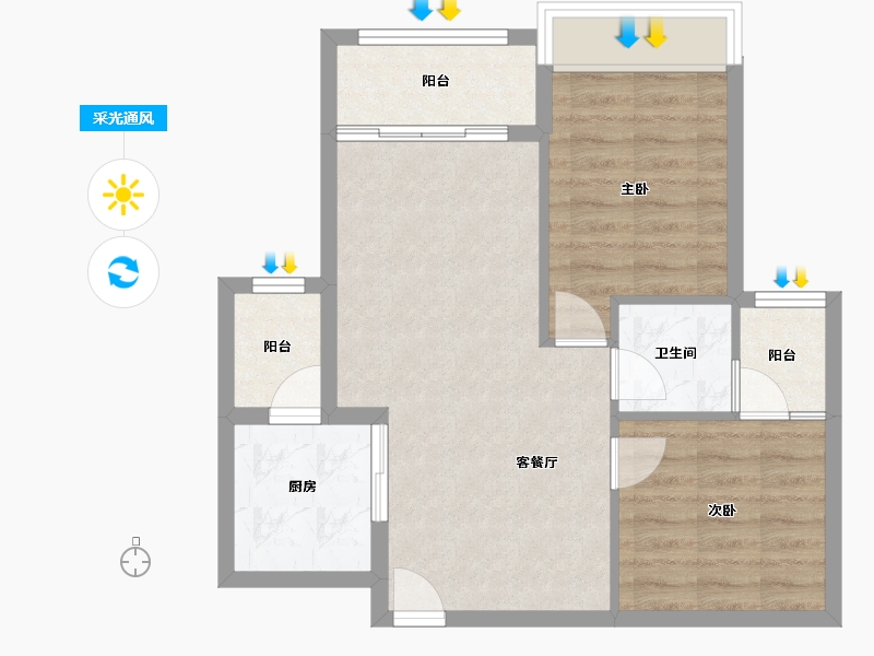 广东省-湛江市-中金时代广场-61.23-户型库-采光通风