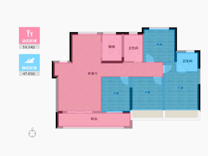 浙江省-丽水市-金地新希望风华剑桥-95.97-户型库-动静分区