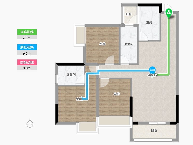 湖北省-宜昌市-宏信玫瑰城3期-85.59-户型库-动静线