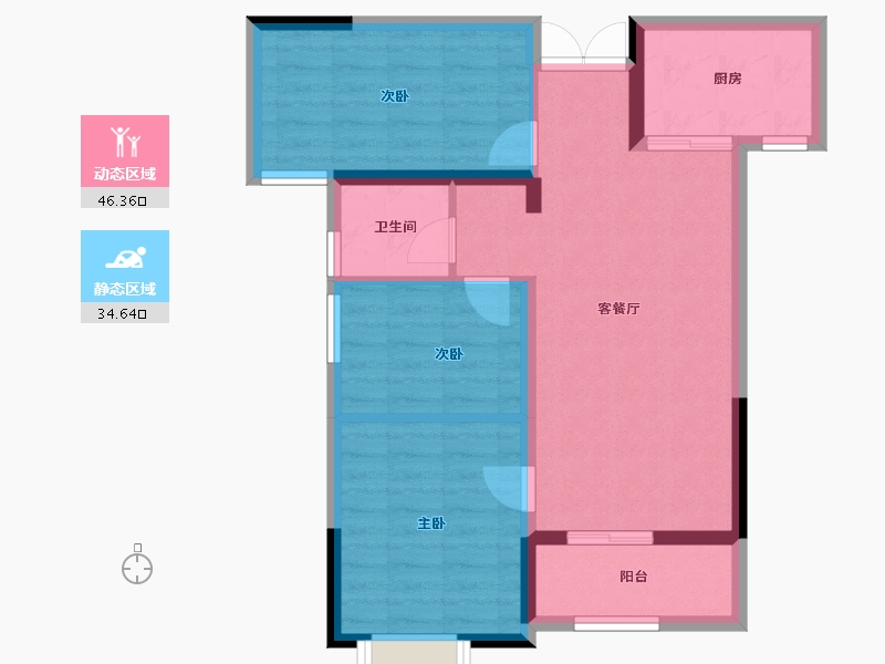 湖北省-宜昌市-佳境天城三期-72.42-户型库-动静分区