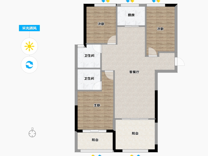 福建省-南平市-建瓯宏林世纪城-96.67-户型库-采光通风