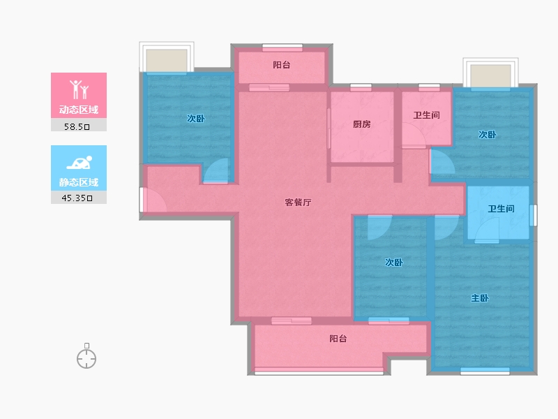 湖北省-宜昌市-佳境天城三期-92.00-户型库-动静分区