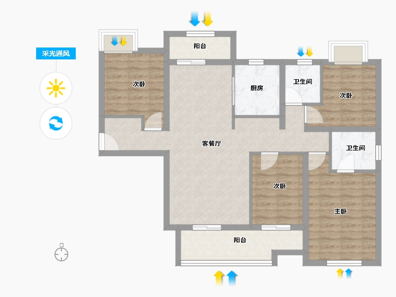 湖北省-宜昌市-佳境天城三期-92.00-户型库-采光通风