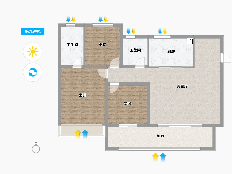 江苏省-扬州市-华建天月-109.61-户型库-采光通风