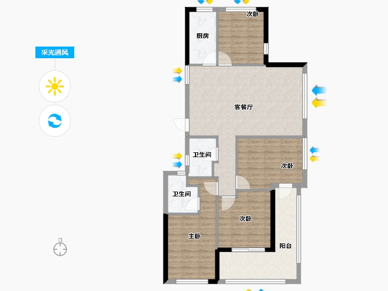 福建省-南平市-瓯龙壹号院-96.05-户型库-采光通风