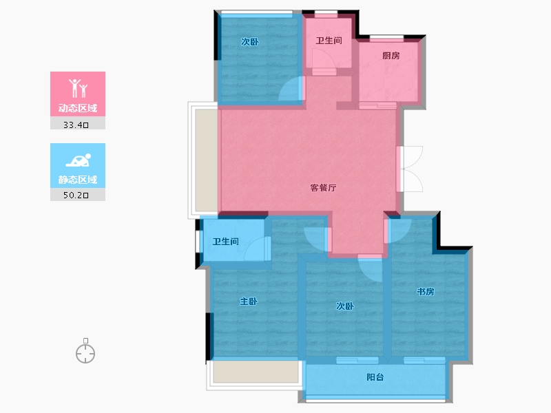 浙江省-衢州市-礼贤清华园-72.70-户型库-动静分区