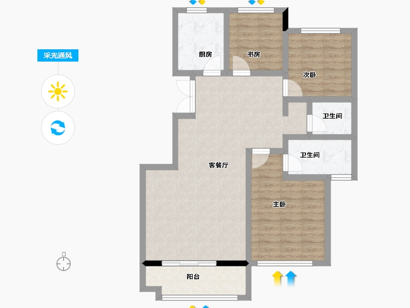 浙江省-衢州市-魁星里-85.51-户型库-采光通风