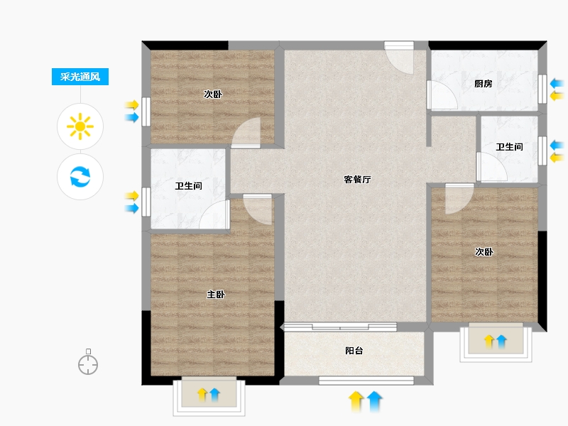 江西省-吉安市-祥和学府-85.51-户型库-采光通风