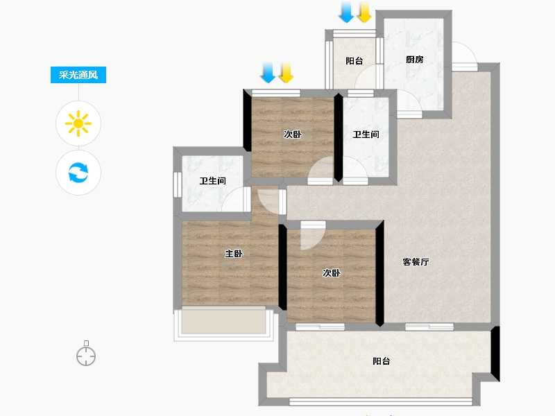 四川省-遂宁市-金宏璟悦湾-78.06-户型库-采光通风