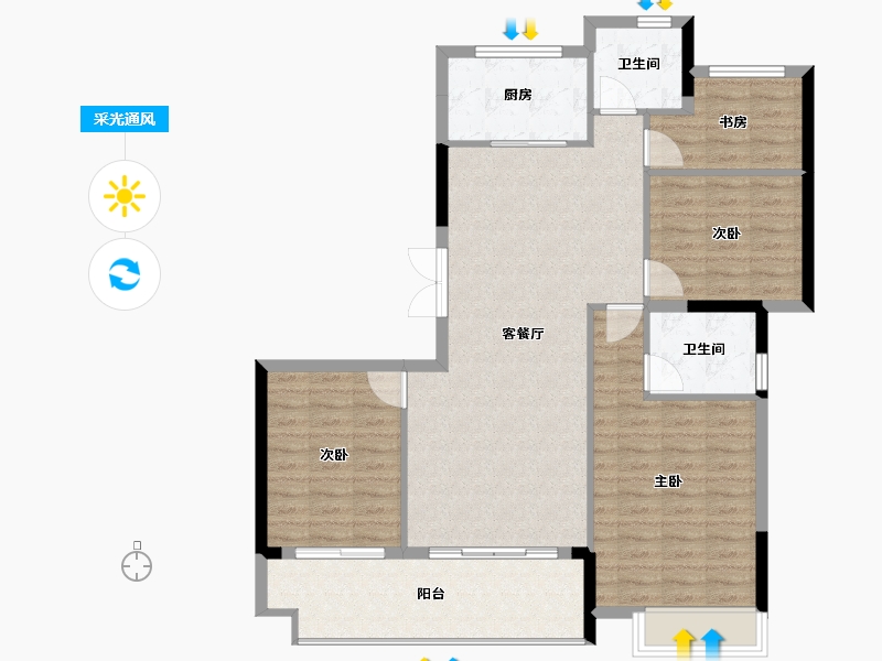 福建省-南平市-海翼文璟院-104.93-户型库-采光通风