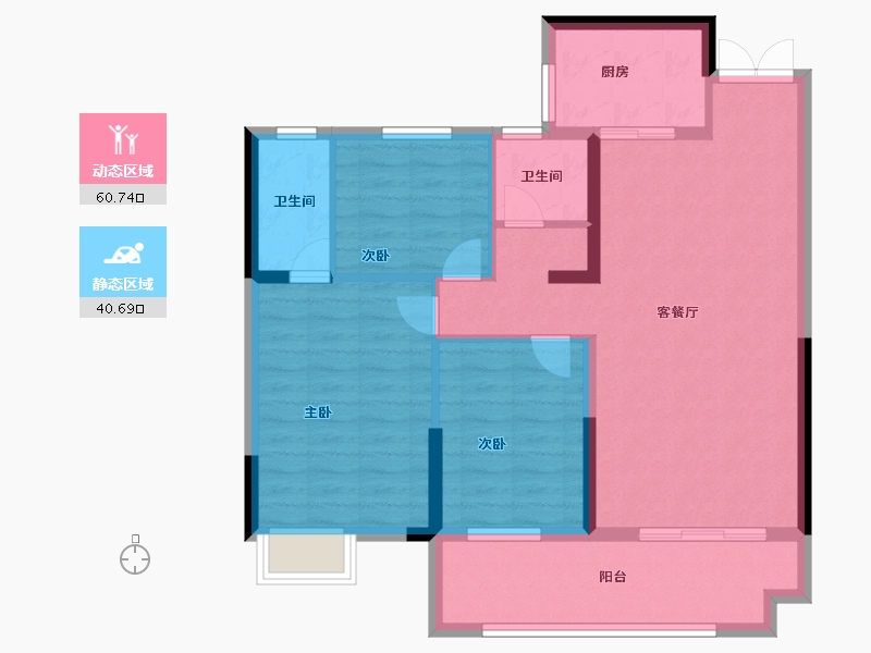 湖北省-宜昌市-佳境天城三期-91.20-户型库-动静分区