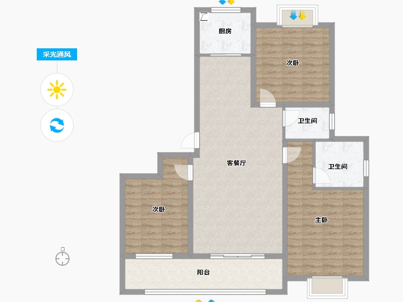 湖北省-黄冈市-长安世纪城-103.94-户型库-采光通风