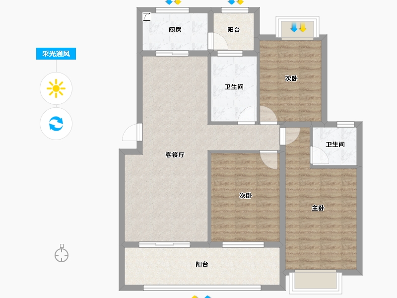 湖北省-黄冈市-长安世纪城-103.79-户型库-采光通风