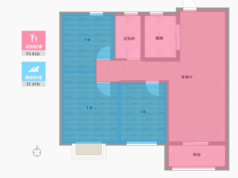 内蒙古自治区-呼和浩特市-城中九著-77.30-户型库-动静分区