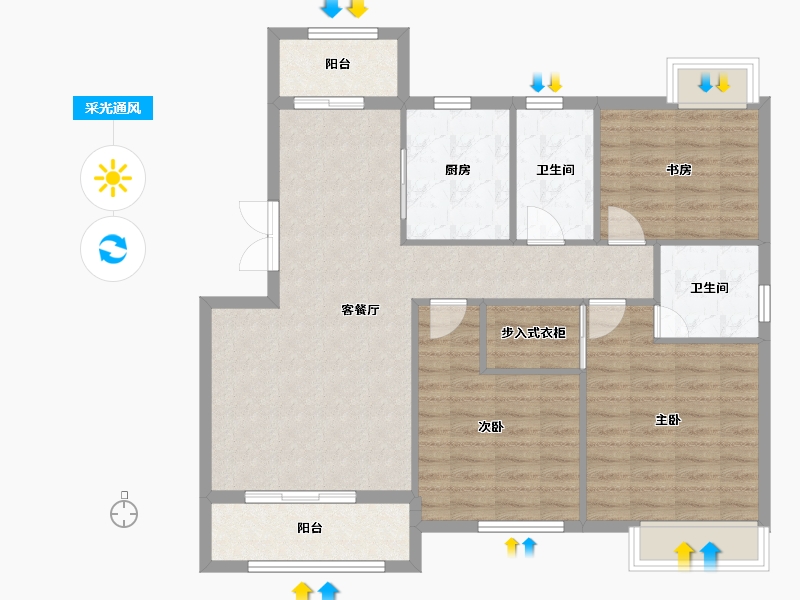 湖北省-宜昌市-四季港湾-101.29-户型库-采光通风