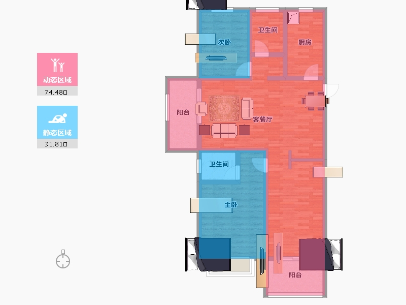 江苏省-淮安市-潮都望庄-93.72-户型库-动静分区