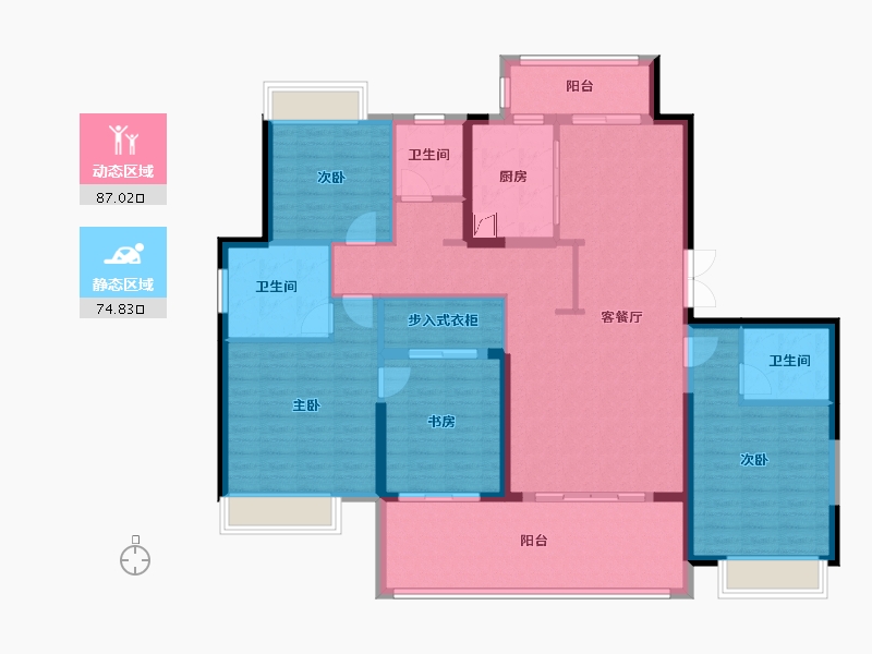 湖北省-荆州市-楚天都市·御湖—品-146.41-户型库-动静分区