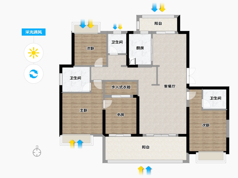 湖北省-荆州市-楚天都市·御湖—品-146.41-户型库-采光通风