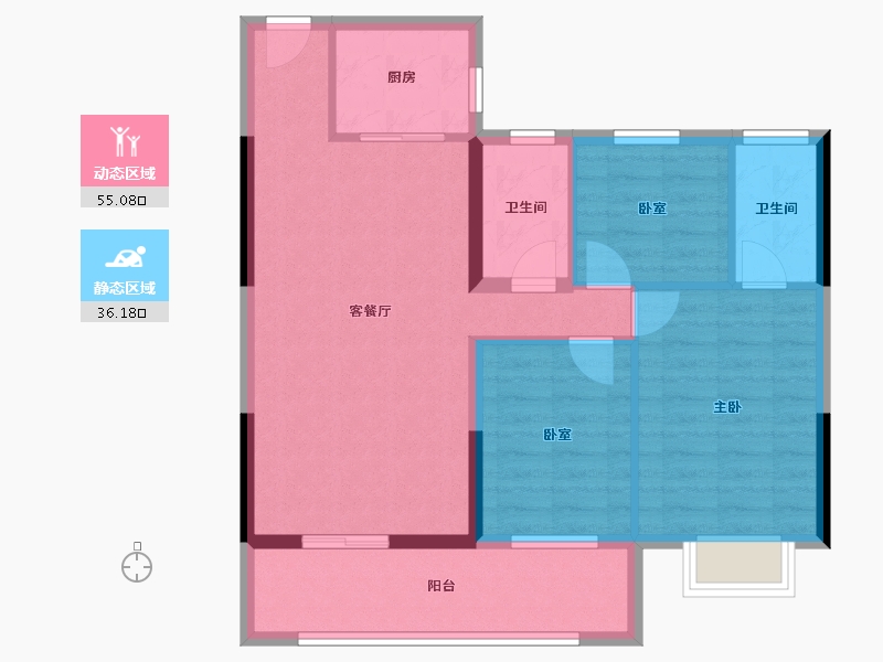 湖北省-黄石市-磁湖璟悦-81.77-户型库-动静分区