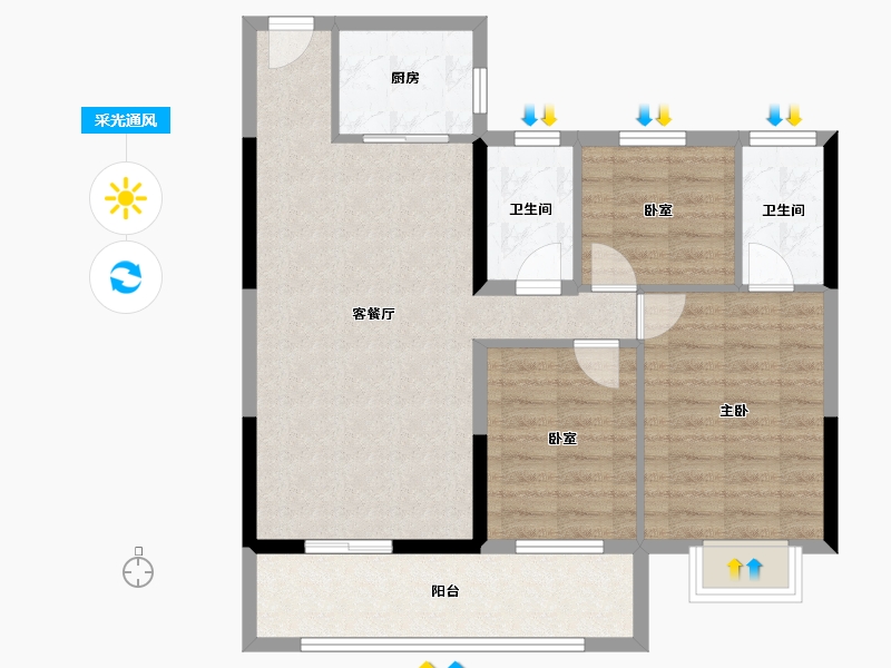 湖北省-黄石市-磁湖璟悦-81.77-户型库-采光通风