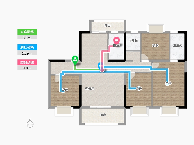 湖北省-宜昌市-碧桂园·翡翠滨江-108.68-户型库-动静线