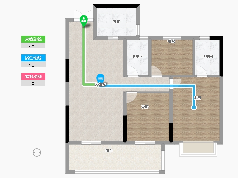 湖北省-宜昌市-弘洋·新都汇-89.40-户型库-动静线