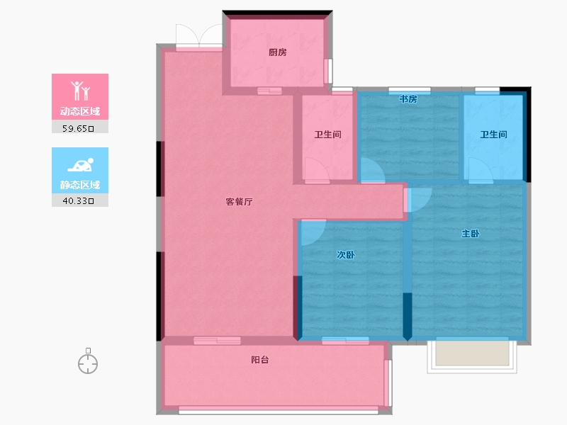 湖北省-宜昌市-弘洋·新都汇-89.40-户型库-动静分区